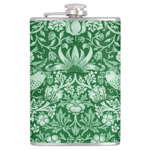 Strawberry Thief Green, William Morris Hip Flask