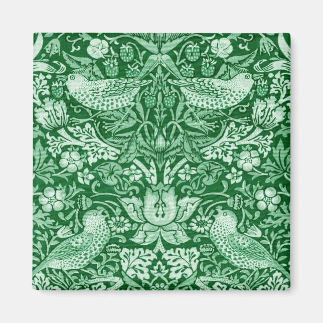 Strawberry Thief Green, William Morris Magnet (Front)