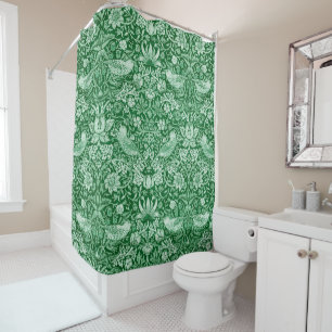 Strawberry Thief Green, William Morris Shower Curtain