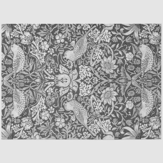 Strawberry Thief Grey, William Morris Tissue Paper (Front)