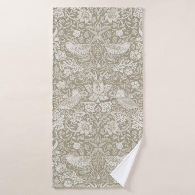 Strawberry Thief Ivory, William Morris Bath Towel (Bath Towel)