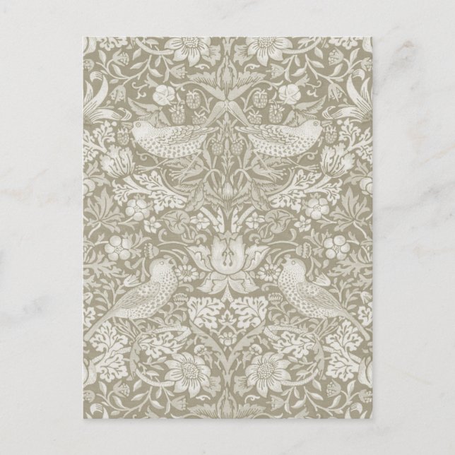 Strawberry Thief Ivory, William Morris Postcard (Front)