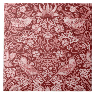 Strawberry Thief Maroon, William Morris Ceramic Tile