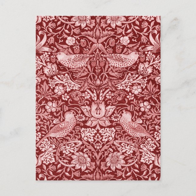 Strawberry Thief Maroon, William Morris Postcard (Front)