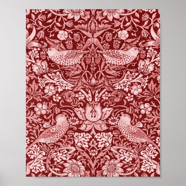 Strawberry Thief Maroon, William Morris Poster (Front)
