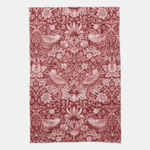 Strawberry Thief Maroon, William Morris Tea Towel
