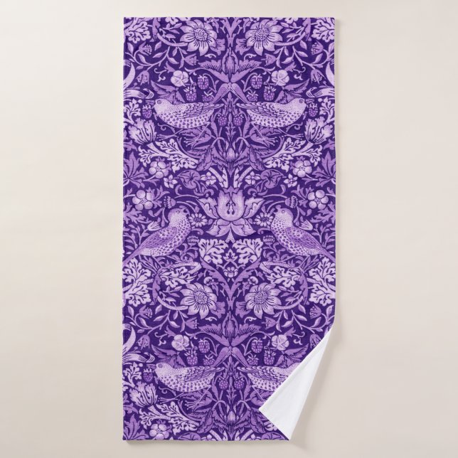 Strawberry Thief Purple, William Morris Bath Towel (Bath Towel)