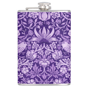 Strawberry Thief Purple, William Morris Hip Flask