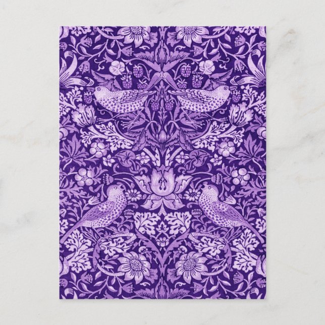 Strawberry Thief Purple, William Morris Postcard (Front)