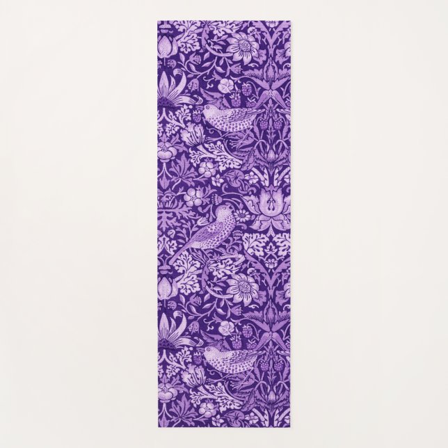 Strawberry Thief Purple, William Morris Yoga Mat (Front)