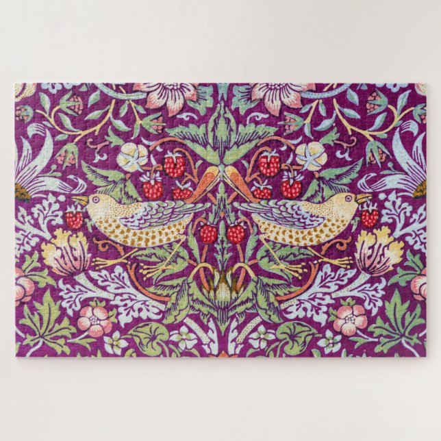 Strawberry Thief Red, William Morris Jigsaw Puzzle (Horizontal)