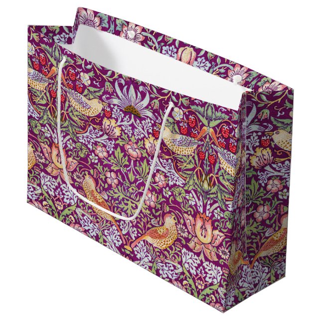 Strawberry Thief Red, William Morris Large Gift Ba Large Gift Bag (Front Angled)