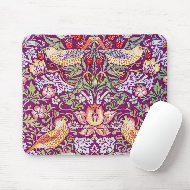 Strawberry Thief Red, William Morris Mouse Pad (With Mouse)