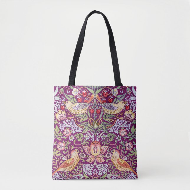 Strawberry Thief Red, William Morris Tote Bag (Front)