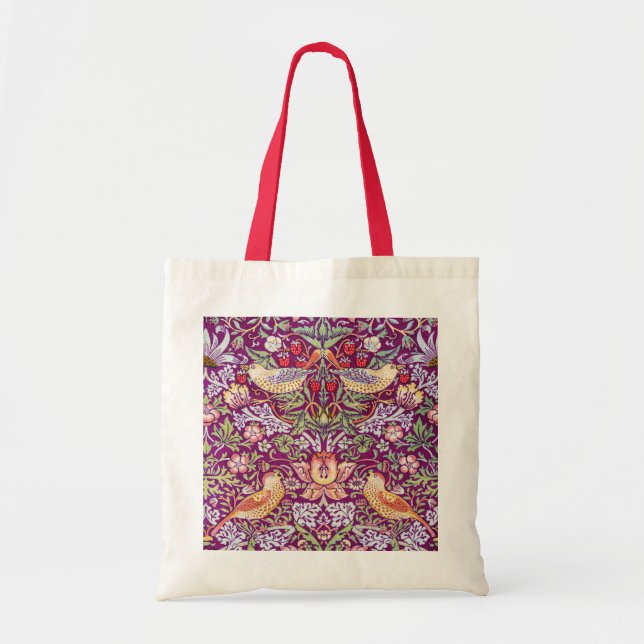 Strawberry Thief Red, William Morris Tote Bag (Front)