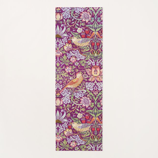 Strawberry Thief Red, William Morris Yoga Mat (Front)