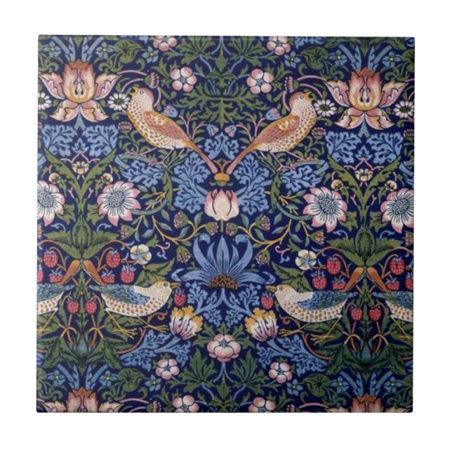 Strawberry Thief -William Morris Art Ceramic Tile (Front)