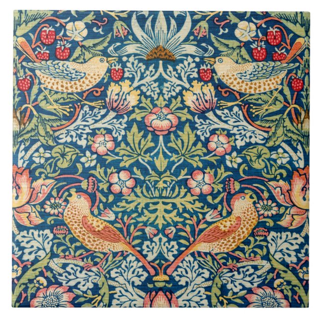 Strawberry Thief, William Morris Ceramic Tile (Front)