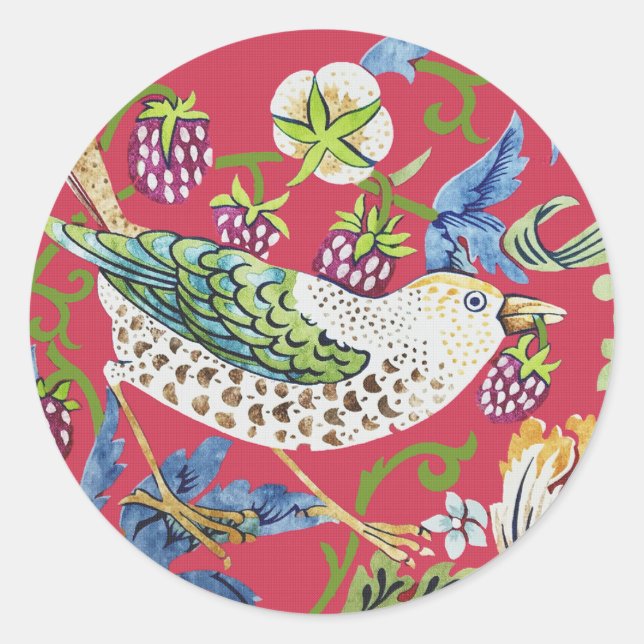 Strawberry Thief William Morris Classic Round Sticker (Front)