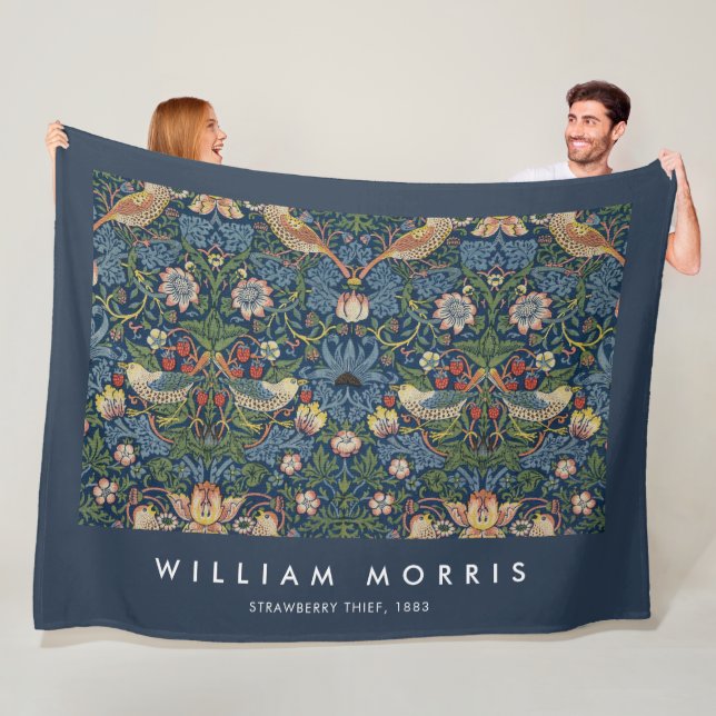 Strawberry Thief William Morris Fleece Blanket (In Situ)