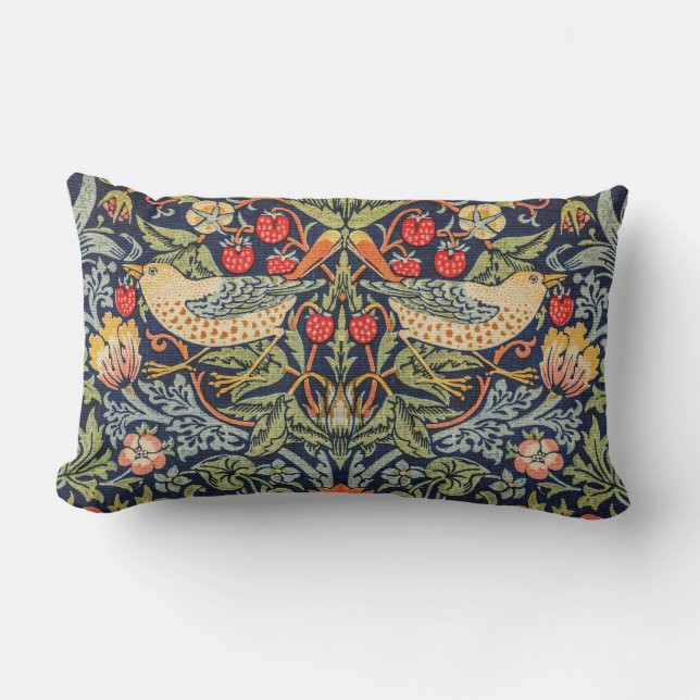 Strawberry Thief William Morris Lumbar Cushion (Front)