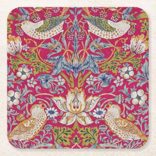 Strawberry Thief, William Morris Square Paper Coaster