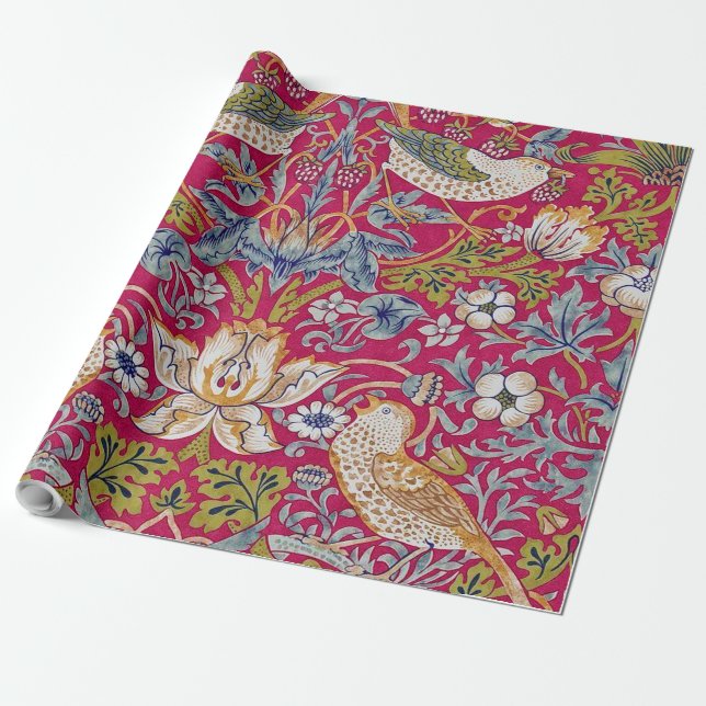 Strawberry Thief, William Morris Wrapping Paper (Unrolled)