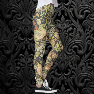 Strawberry Thieves by William Morris, Vintage Art Leggings