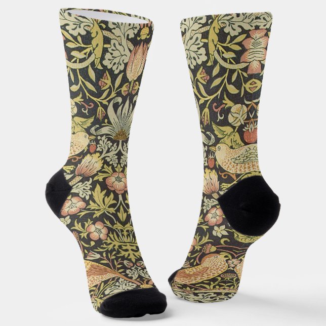 Strawberry Thieves by William Morris, Vintage Art Socks (Angled)