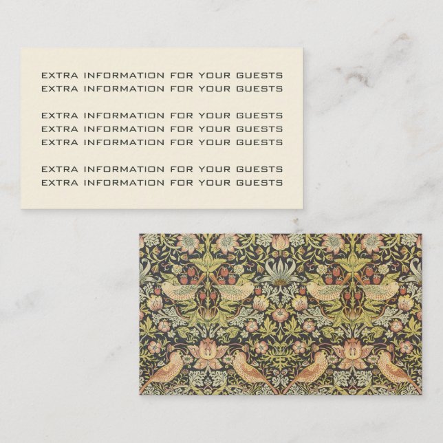 Strawberry Thieves Vintage Wedding Set Enclosure Card (Front/Back)