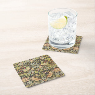 Strawberry Thieves Vintage Wedding Set Square Paper Coaster
