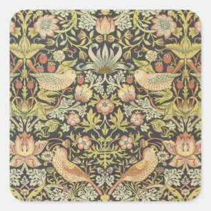 Strawberry Thieves William Morris Antique Pattern Square Sticker