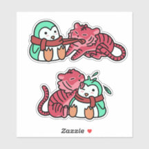 Strawberry Tiger & Mint Penguin Sticker Pack ver.1