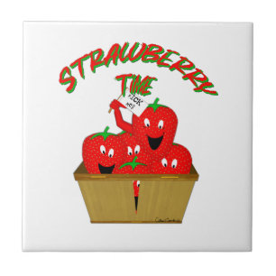 Strawberry Time! Ceramic Tile
