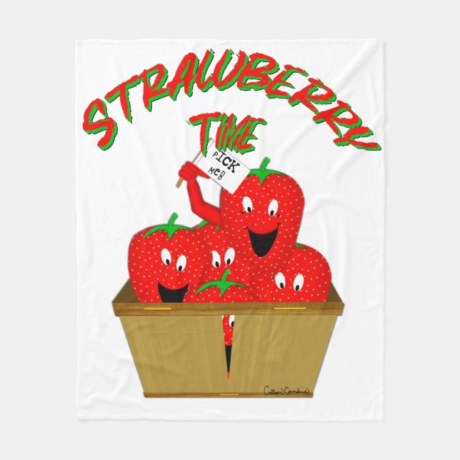 Strawberry Time! Fleece Blanket (Front)