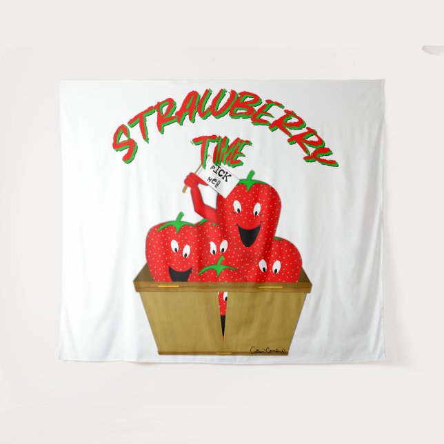 Strawberry Time! Tapestry (Front (Horizontal))