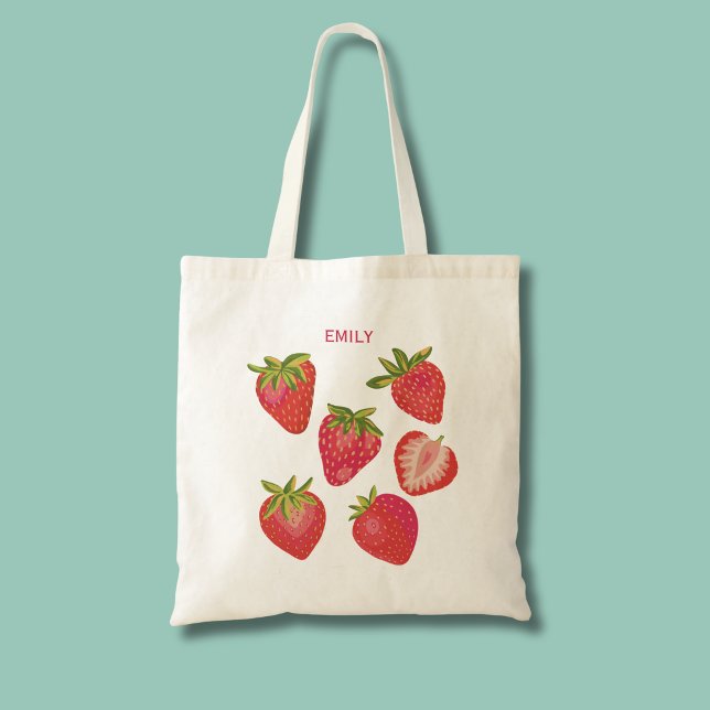 Strawberry Tote Bag (Strawberry personalized tote bag.)