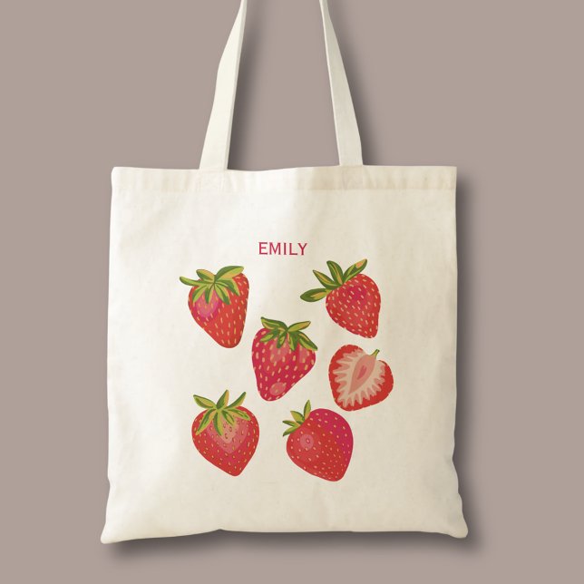 Strawberry Tote Bag (Strawberry personalized tote bag.)
