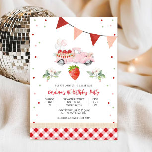 Strawberry Truck 1st Birthday Invitation