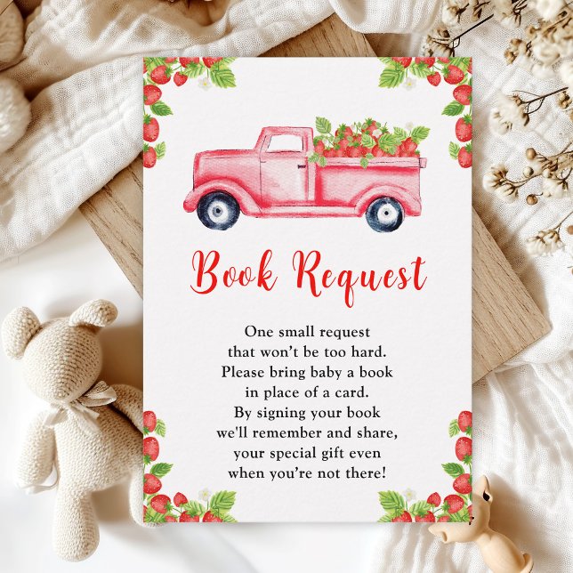 Strawberry Truck Baby Shower Book Request Enclosure Card (Creator Uploaded)