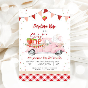 Strawberry Truck First Birthday Invitation