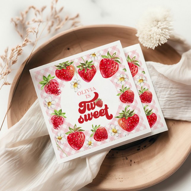 Strawberry Two Sweet 2nd Birthday Napkin (Creator Uploaded)