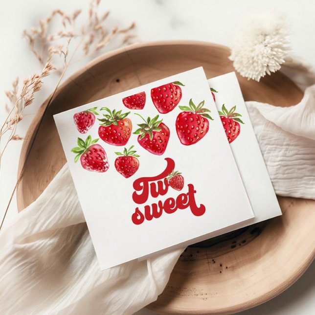Strawberry Two Sweet 2nd Birthday Napkin (Creator Uploaded)