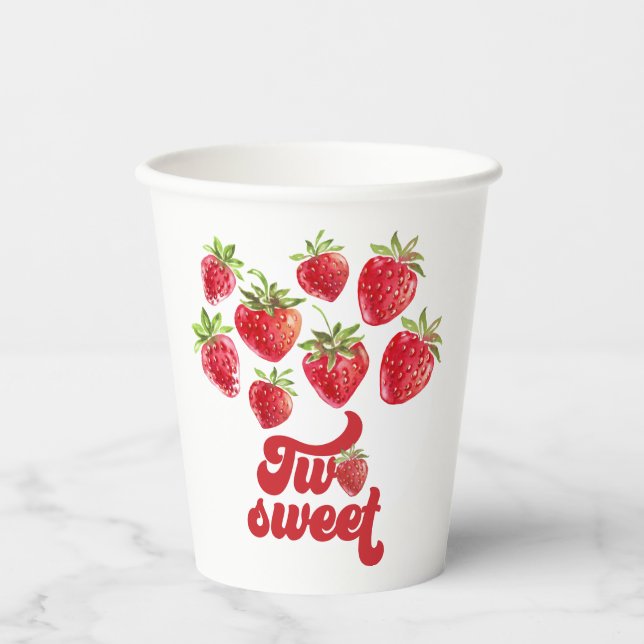 Strawberry two sweet 2nd Birthday Paper Cups (Front)