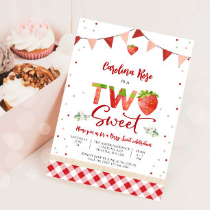 Strawberry Two Sweet Birthday Invitation
