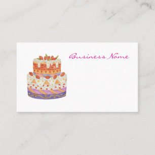 Strawberry two-tier cake business card