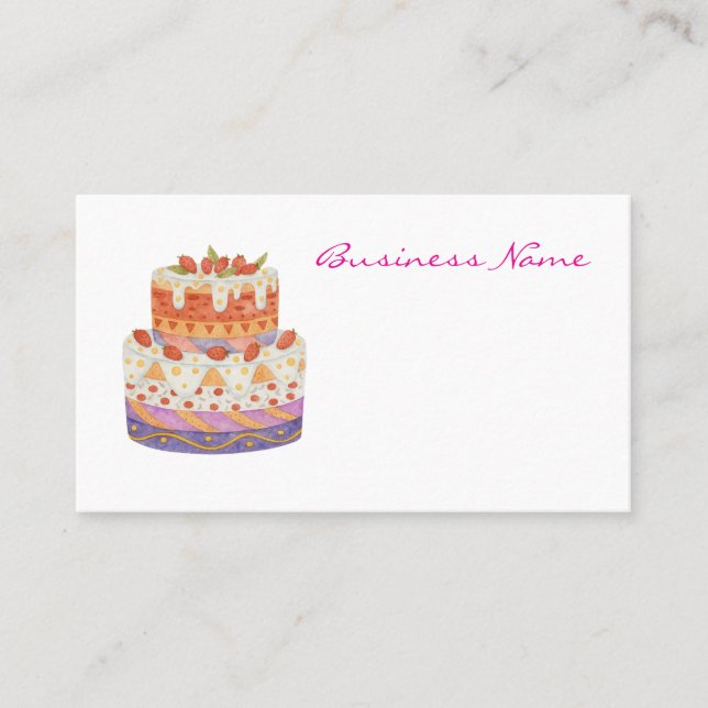 Strawberry two-tier cake business card (Front)