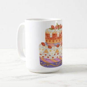 Strawberry two-tier cake coffee mug