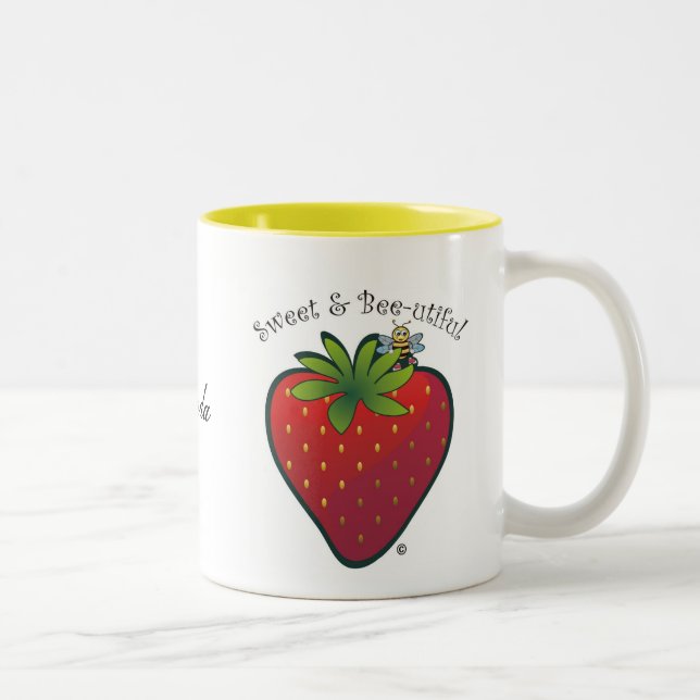 Strawberry. Two-Tone Coffee Mug (Right)