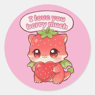 Strawberry Valentine Classic Round Sticker